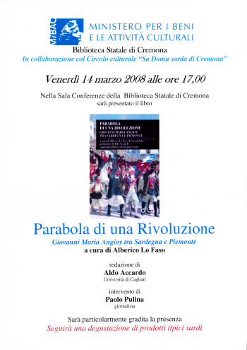 Presentazione del libro: Parabola di una Rivoluzione. Giovanni Maria Angioy tra Sardegna e Piemonte