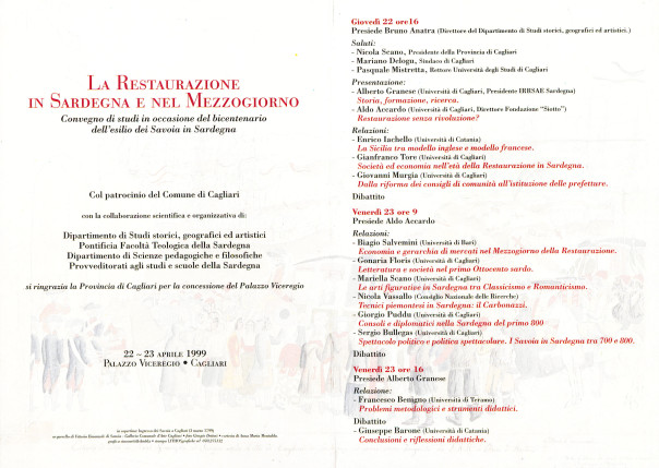 La Restaurazione in Sardegna e nel Mezzogiorno - Convegno di studi in occasione del bicentenario dell'esilio dei Savoia in Sardegna