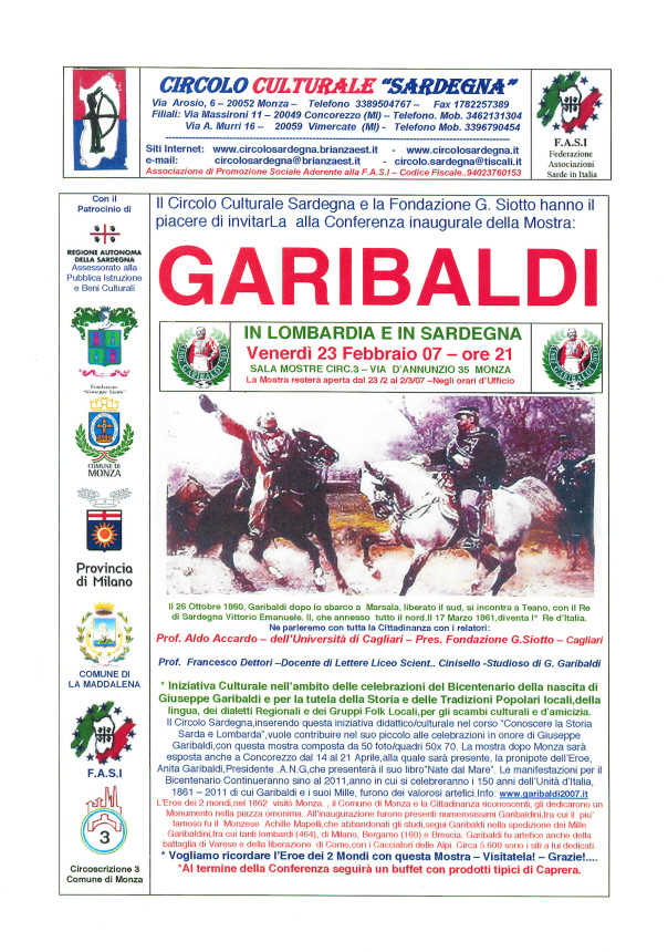 Garibaldi in Lombardia e in Sardegna