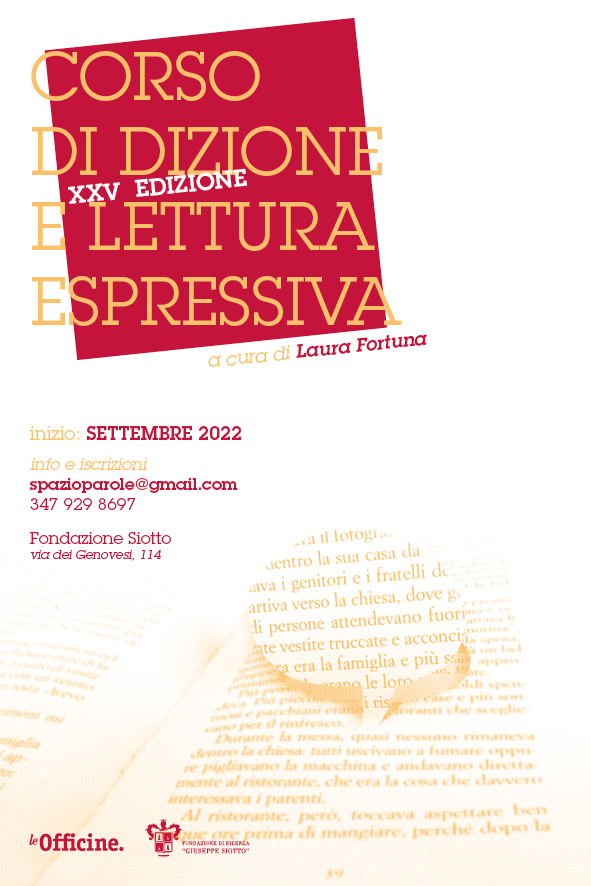 Al momento stai visualizzando Corso di dizione e lettura espressiva di Laura Fortuna – XXV edizione