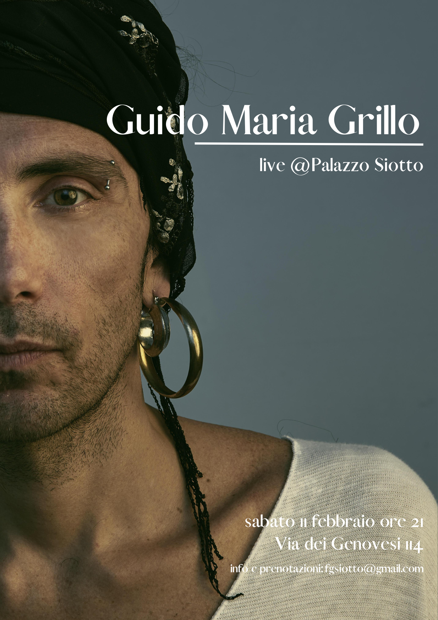 Scopri di più sull'articolo Guido Maria Grillo live @ Palazzo Siotto